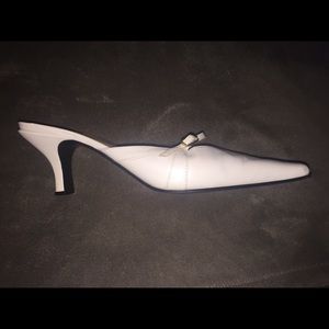 Nine West White Mule Pumps